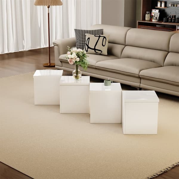 Sofabord 81x81x40 cm - Gør-det-selv bord - Højglansplade - Modulsystem - Spånplade - Hvid