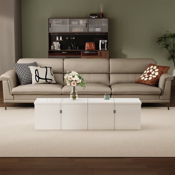 Sofabord 81x81x40 cm - Gør-det-selv bord - Højglansplade - Modulsystem - Spånplade - Hvid