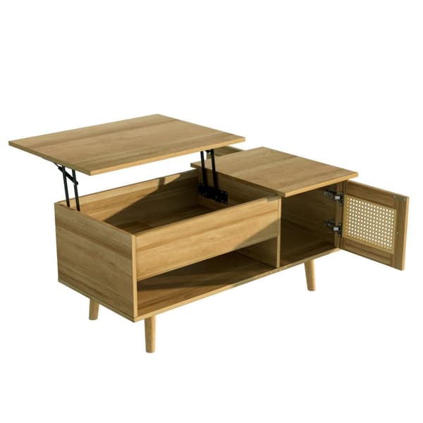 Sohvapöytä 103x50x46 cm - taitettavalla kannella - 2 rottinkiovella - luonnonvärinen