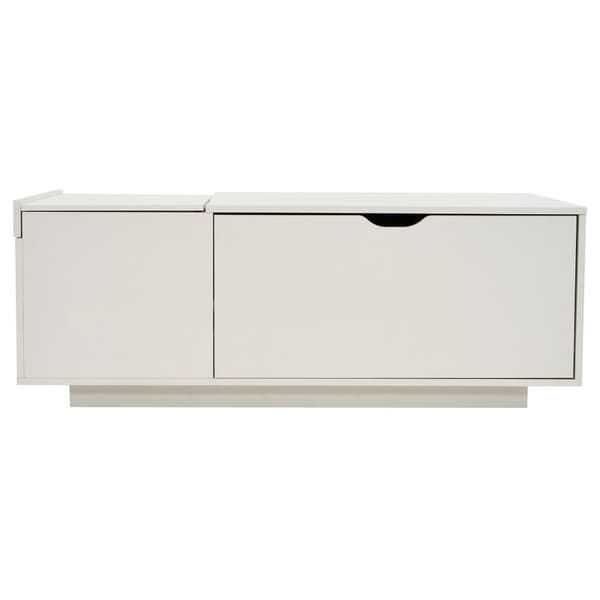 Modernt soffbord 120x65x45,5 cm - med 1 stor låda - vikbar design - vit