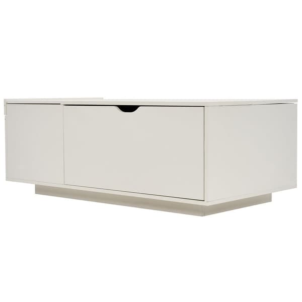 Modernt soffbord 120x65x45,5 cm - med 1 stor låda - vikbar design - vit