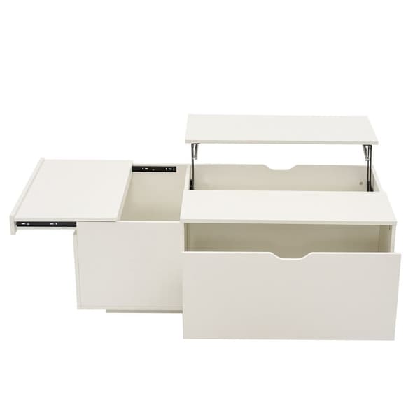 Modernt soffbord 120x65x45,5 cm - med 1 stor låda - vikbar design - vit