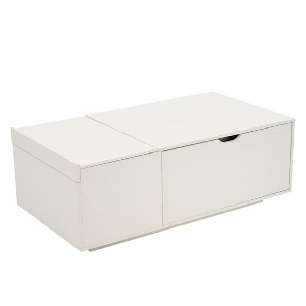 Modernt soffbord 120x65x45,5 cm - med 1 stor låda - vikbar design - vit