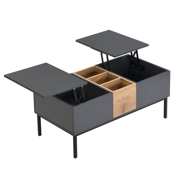 Modernt soffbord 100x50x45 / 100x50x60 cm - Höjdjusterbar skiva - Med förvaringsfack - Mörkgrå