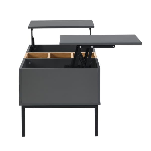 Modernt soffbord 100x50x45 / 100x50x60 cm - Höjdjusterbar skiva - Med förvaringsfack - Mörkgrå
