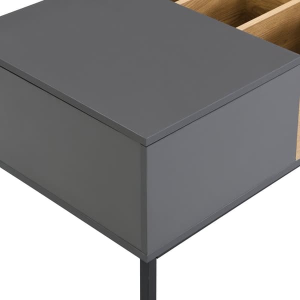 Modernt soffbord 100x50x45 / 100x50x60 cm - Höjdjusterbar skiva - Med förvaringsfack - Mörkgrå