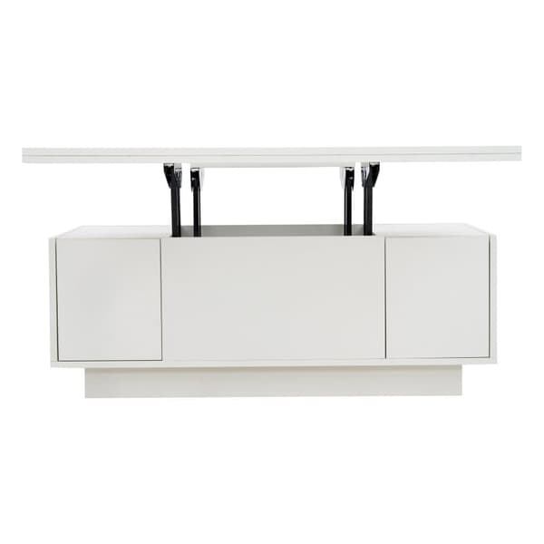 Moderni sohvapöytä 100x50x40 cm - 2 ovella - kaksinkertainen nostomekanismi - piilotettu säilytystila - valkoinen