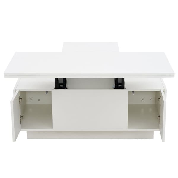 Moderni sohvapöytä 100x50x40 cm - 2 ovella - kaksinkertainen nostomekanismi - piilotettu säilytystila - valkoinen