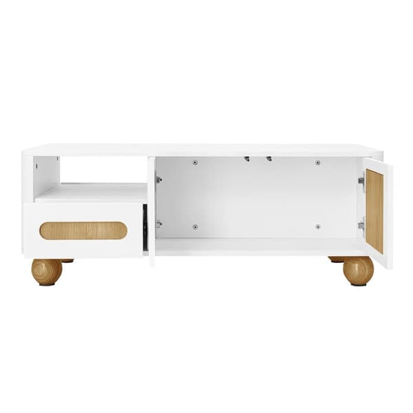 Moderne sofabord 105x50x40 cm med LED - med 2 låger og 1 skuffe - hvid