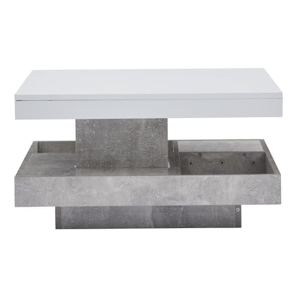 Soffbord med förvaringsutrymme 70 x 70 x 36 cm - blank skiva, vridbar 360° - vit och grå