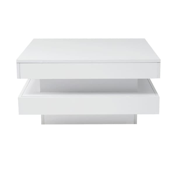 Moderne sofabord med LED i 16 farver - Firkantet Form - Hvid