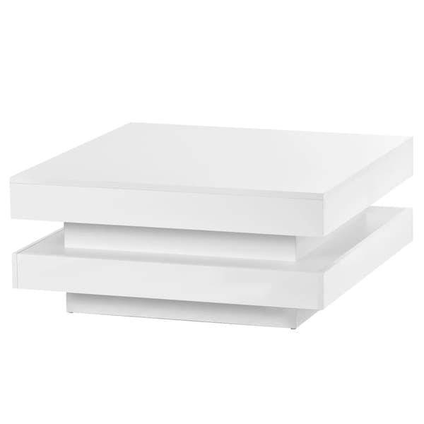 Moderne sofabord med LED i 16 farver - Firkantet Form - Hvid
