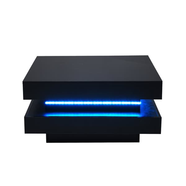 Moderne sofabord med LED i 16 farver - Firkantet Form - Sort