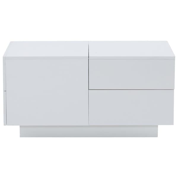 Moderne sofabord - med 4 skuffer - hvid
