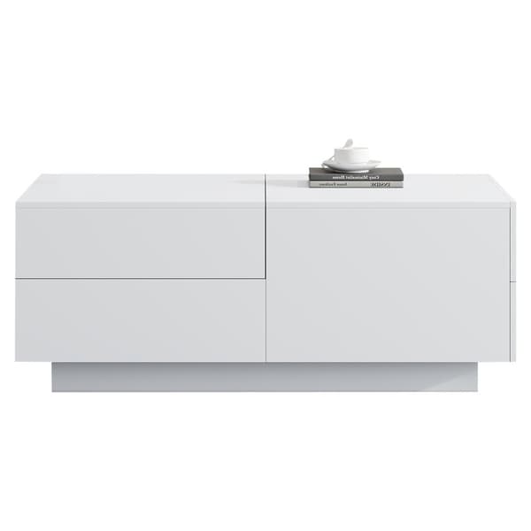 Moderne sofabord - med 4 skuffer - hvid