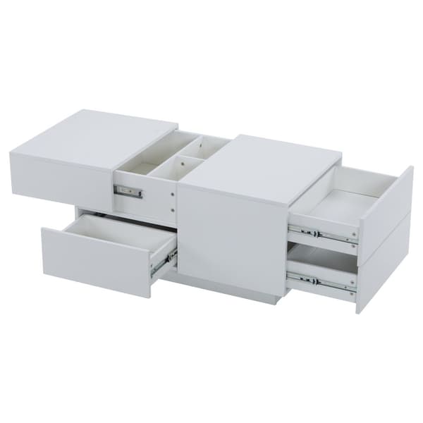 Moderne sofabord - med 4 skuffer - hvid