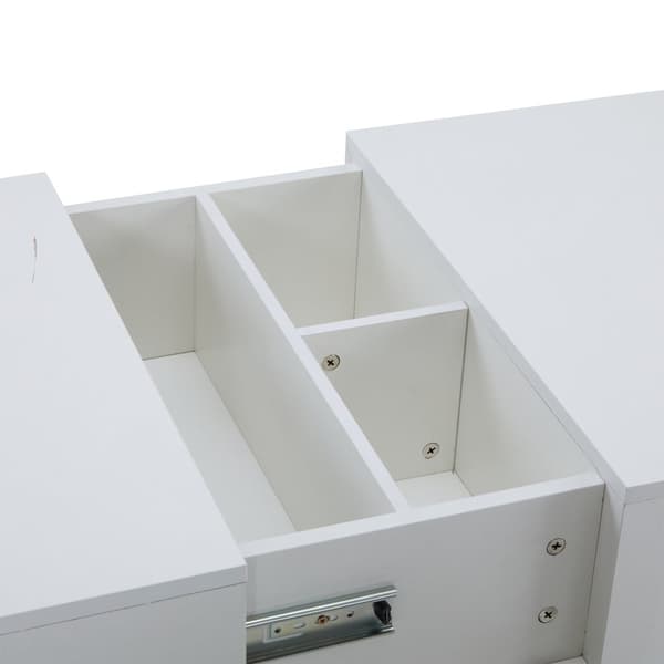 Moderne sofabord - med 4 skuffer - hvid