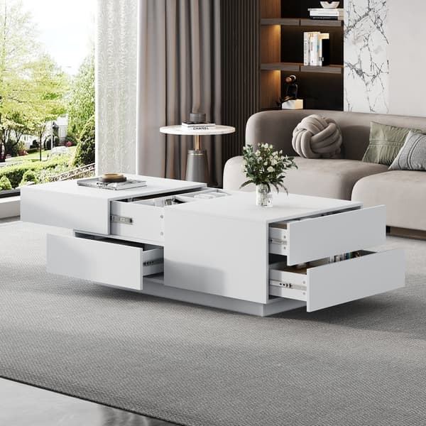 Moderne sofabord - med 4 skuffer - hvid