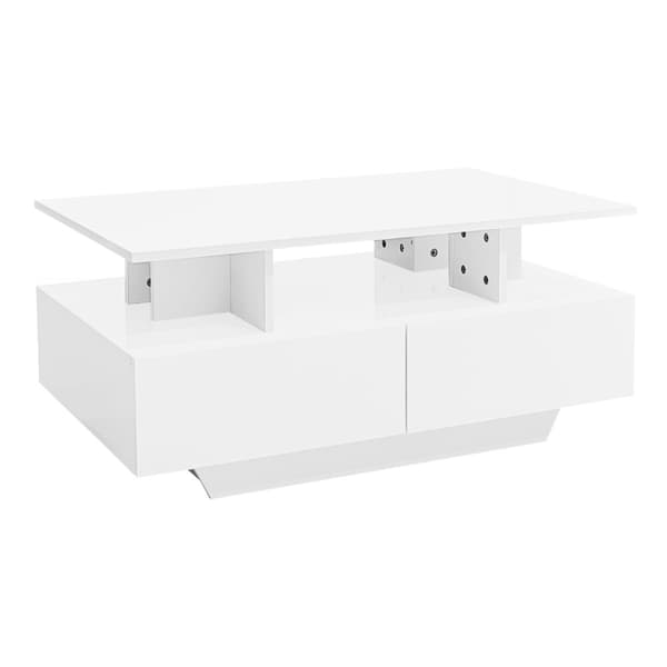 Sofabord med LED - med 2 skuffer - hvid