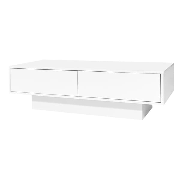Moderni Sohvapöytä LEDillä - 2 Laatikkoa - Valkoinen