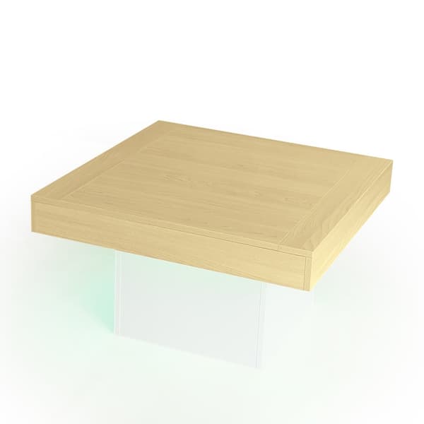 Kvadratiskt soffbord med LED - vitt och naturligt