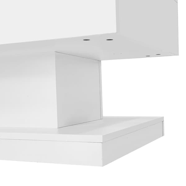 Vipbart sofabord med LED - med opbevaringsplads og semi-vipbar bordplade - hvid