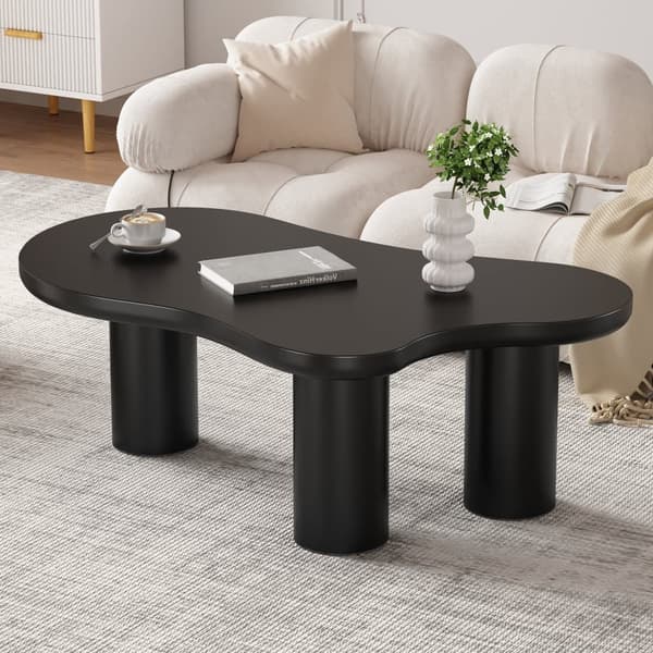 Soffbord av MDF och PVC - oregelbunden molnformad bordsskiva - svart