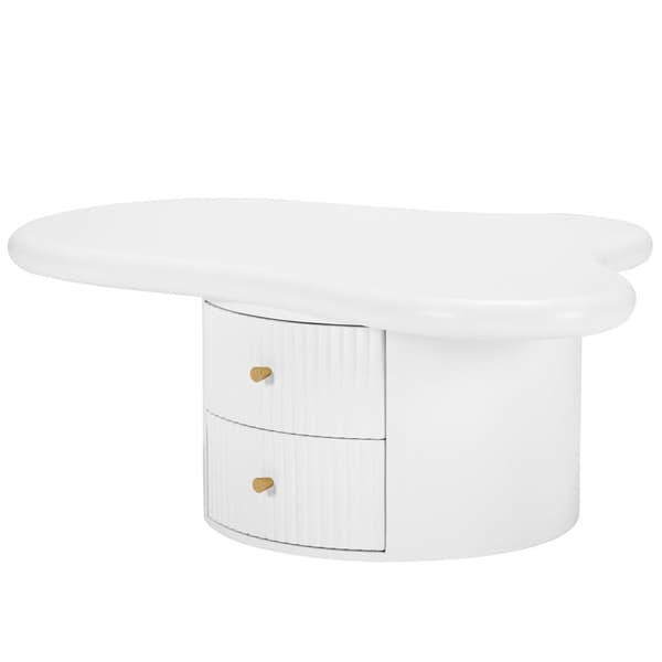 Sofabord lavet af MDF - med 2 skuffer og 2 taburetter - hvid