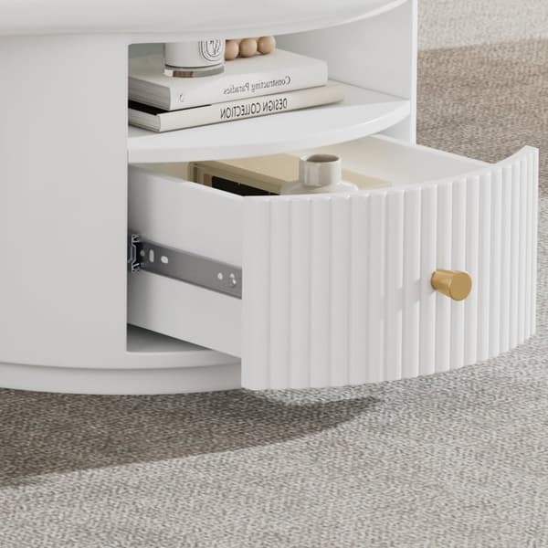 MDF soffbord - med 1 låda, 1 hylla och 2 pallar - vit