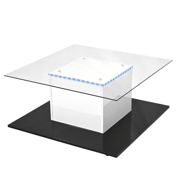 Moderne sofabord med hjul - med LED - hvid og sort