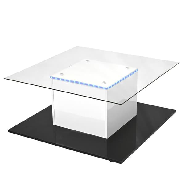 Moderne sofabord med hjul - med LED - hvid og sort