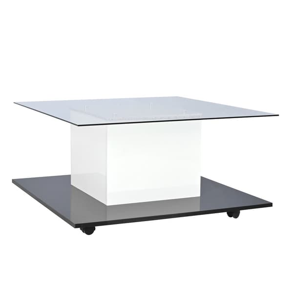 Moderne sofabord med hjul - med LED - hvid og sort