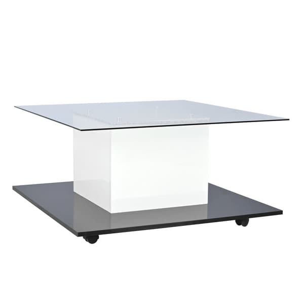 Moderne sofabord med hjul - med LED - hvid og sort