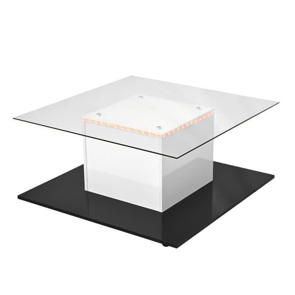 Moderne sofabord med hjul - med LED - hvid og sort