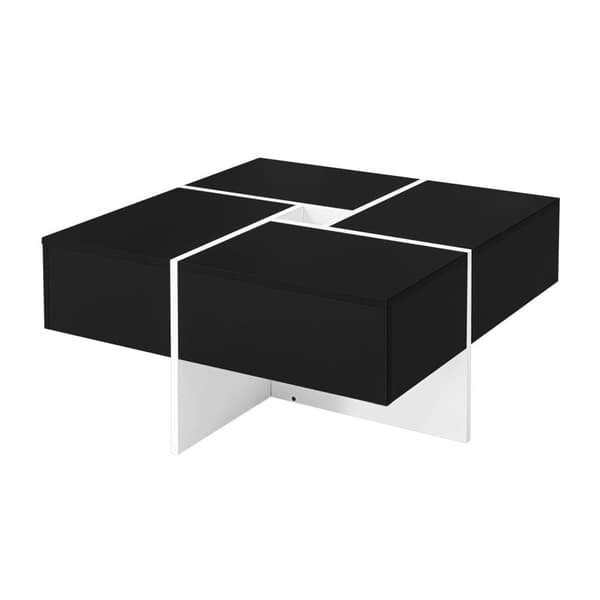 Kvadratiskt soffbord - med mitthylla 10 x 10 cm - Svart