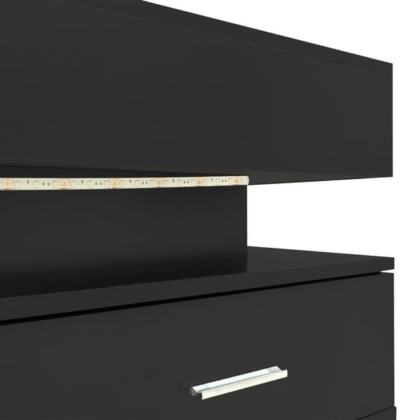 Höjdjusterbart soffbord med LED - 2 lådor - APP-styrd - Svart