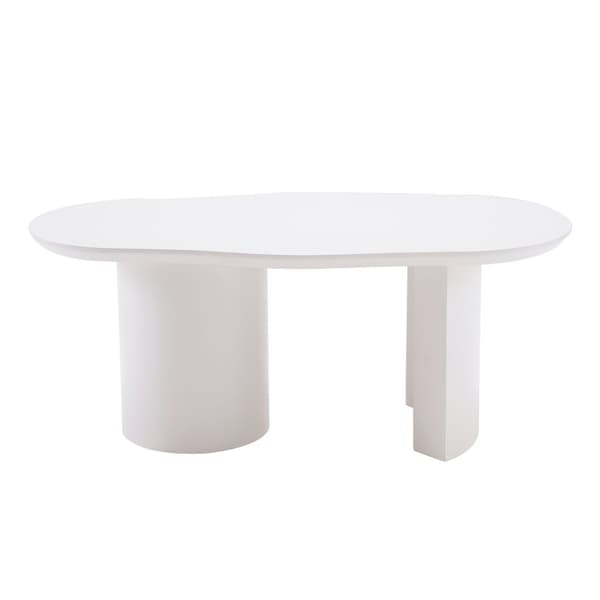 Soffbord L 100 cm - med oregelbunden och elegant svängd skiva - vit