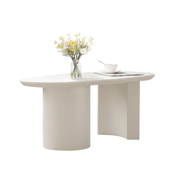 Soffbord L 100 cm - med oregelbunden och elegant svängd skiva - vit