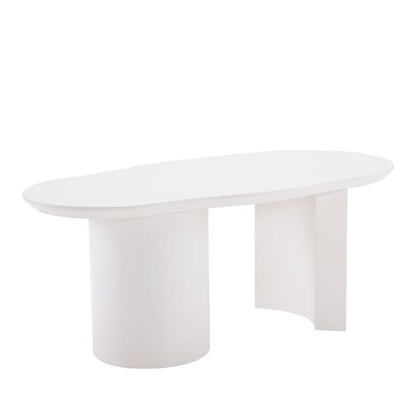 Soffbord L 100 cm - med oregelbunden och elegant svängd skiva - vit