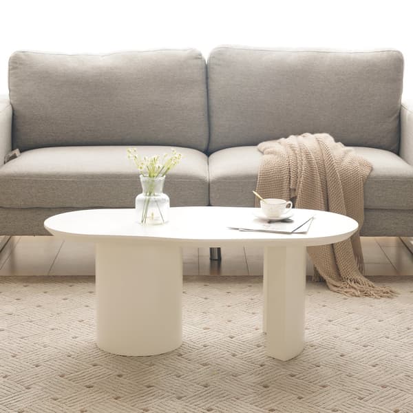 Soffbord L 100 cm - med oregelbunden och elegant svängd skiva - vit