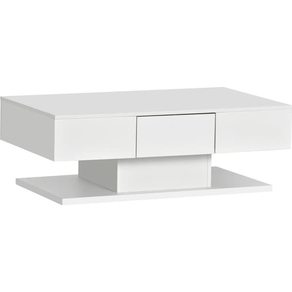 Sofabord med LED-belysning + 2 skuffer - hvid