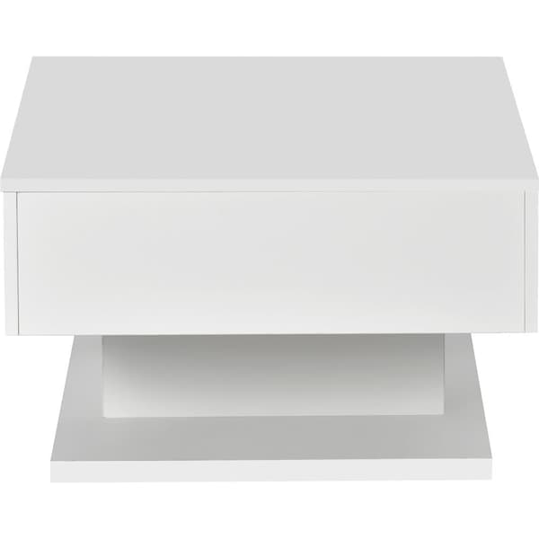 Sofabord med LED-belysning + 2 skuffer - hvid