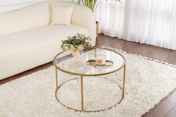 Sofabord, Aurum, 80 x 80 x 43 cm, Gyldent