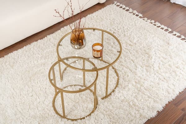 Sofabord i glas, Aurum, 60x43 cm, guld
