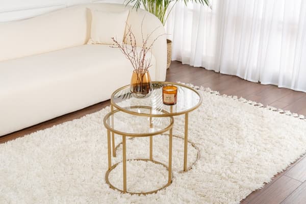 Sofabord i glas, Aurum, 60x43 cm, guld