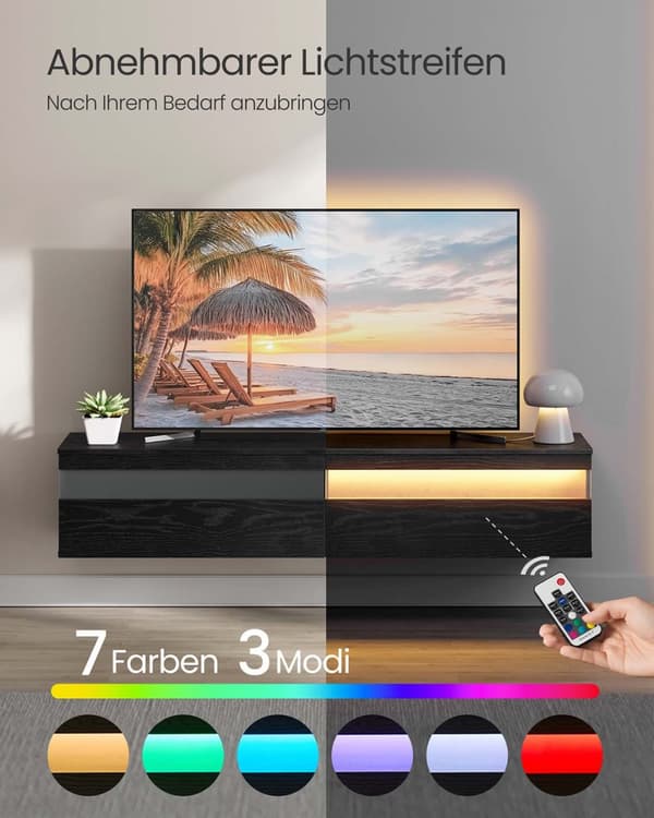 Hængende tv-lavt bord 147 x 35 x 30 cm ibenholt sort