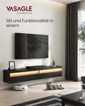 Miniatyrbillede 2 af 7: Hængende tv-lavt bord 178 x 35 x 30 cm ibenholt sort