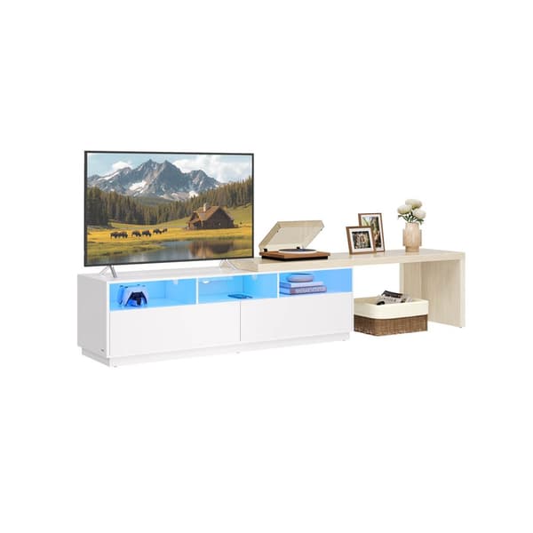 L-formede tv-møbler med justerbar længde sky hvid-naturlig beige