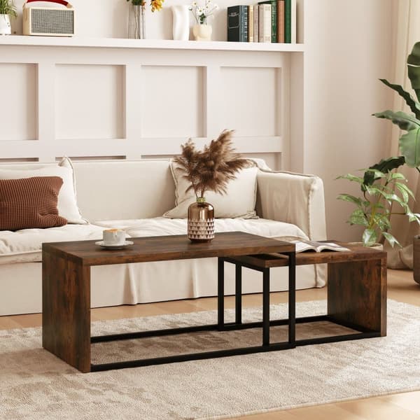 2 stycken svartbrunt soffbord, soffbord, soffbord, olika former, flera funktioner, elegant minimalistisk metallbas