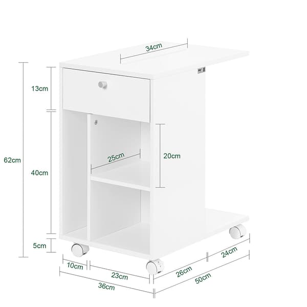 Sidebord, FBT148-W, 50x36x62 cm, Hvid
